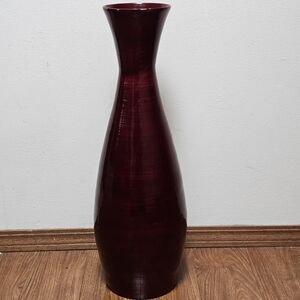 Bouclair Tall Burgundy Red Floor Vase – Lightweight Decorative Accent